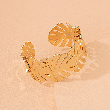 Leaf Alloy Cuff Bangles for Women WG73EA3-11-1