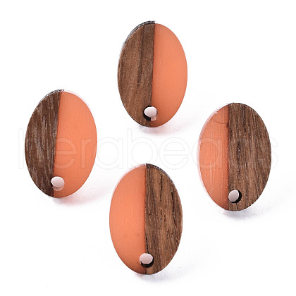 Resin & Walnut Wood Stud Earring Findings MAK-N032-004A-A05-1