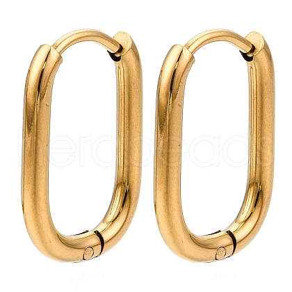 Ion Plating(IP) 304 Stainless Steel Oval Hoop Earrings EJEW-ZX005-15G-1