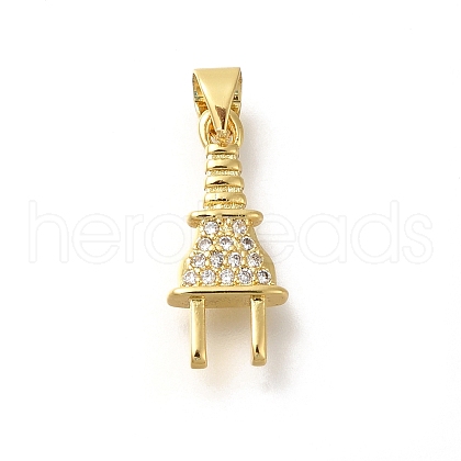 Rack Plating Brass with Cubic Zirconia Pendants KK-Z086-45G-1