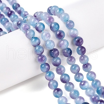 Dyed Natural White Jade Beads Strands G-T138-6mm-210-6-1