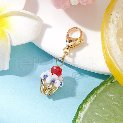 Glass Seed Beaded Pendant Decorations HJEW-MZ00188-03-1