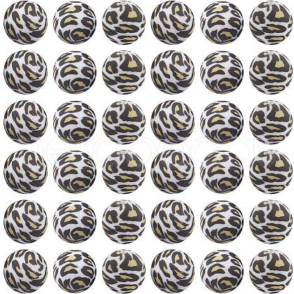 SUNNYCLUE 50Pcs Silicone Beads Loose Silicone Beads Kit Leopard Print Silicone Beads for Keychain Making Bracelet Necklace  SIL-SC0001-98-1