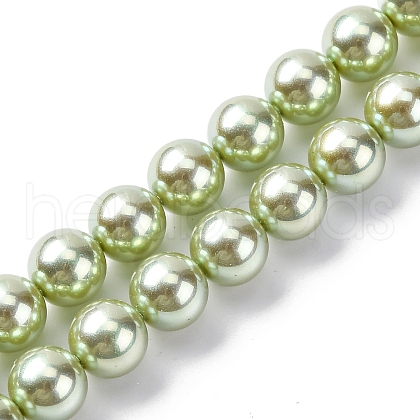 UV Plating Pearlized Glass Pearl Beads Strands GLAA-F128-01B-T21-1
