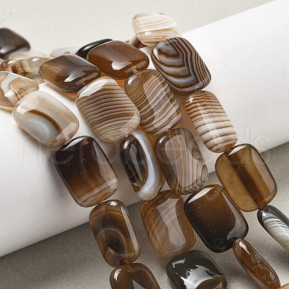 Natural Banded Agate Beads Strands G-K392-B04-13x18mm-1