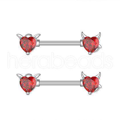304 Stainless Steel Pave Cubic Zirconia Nipple Rings WGDEAF5-04-1