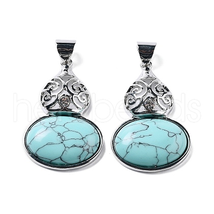 Synthetic Turquoise Oval Pendants G-A093-02P-03-1