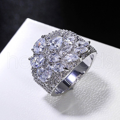Brass Micro Pave Cubic Zirconia Finger Rings FS-WG4D6DE-14-1