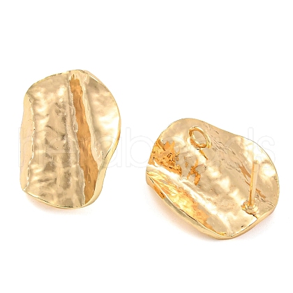 Brass Hammered Texture Stud Earring Finding KK-L208-51G-1