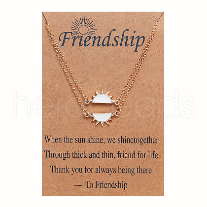 2Pcs Alloy Enamel Sun Pendant Friendship Necklaces Set FS-WG4E87D-02-1