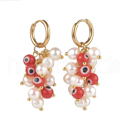 Natural Pearl Cluster Earrings EJEW-JE04515-03-1
