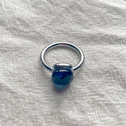 Square 304 Stainless Steel with Glass Finger Rings FS-WG8AAFA-35-1