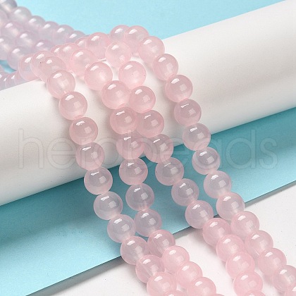 Baking Painted Imitation Jade Glass Round Bead Strands DGLA-Q021-8mm-45-1