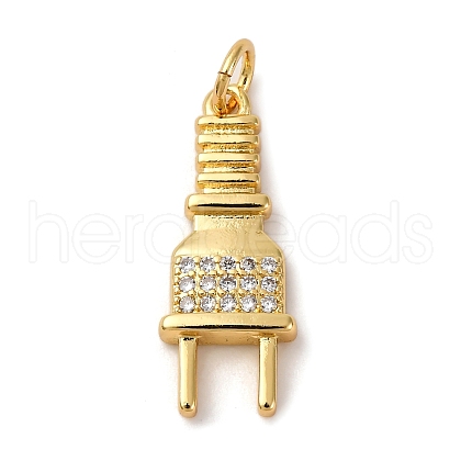 Brass Micro Pave Cubic Zirconia Pendants KK-P308-67G-1