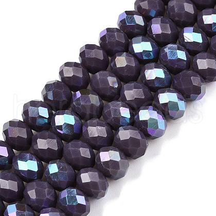 Electroplate Opaque Solid Color Glass Beads Strands EGLA-A044-P6mm-L11-1