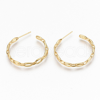 Brass Half Hoop Earrings KK-R117-055G-NF-1