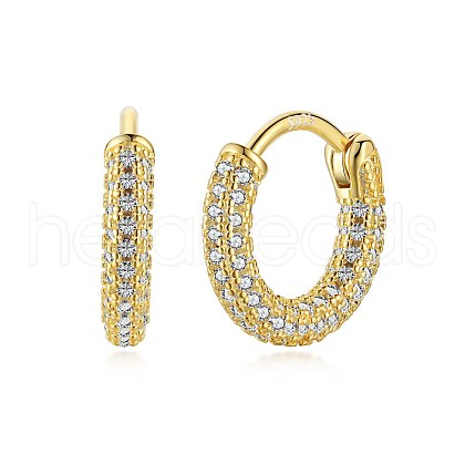 925 Sterling Silver Micro Pave Cubic Zirconia Hoop Earrings for Women EJEW-P231-60G-1