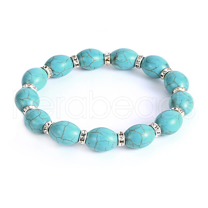 Vintage Oval Synthetic Turquoise Beaded Bracelets for Women FL7669-3-1