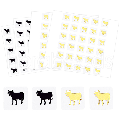 Olycraft 80 Sheets 2 Color Cartoon Animal Meal Stickers DIY-OC0008-67A-1