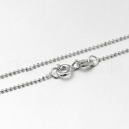 Anti-Tarnish Trendy Rhodium Plated 925 Sterling Silver Ball Chain Necklaces STER-M050-1.0B-09-1