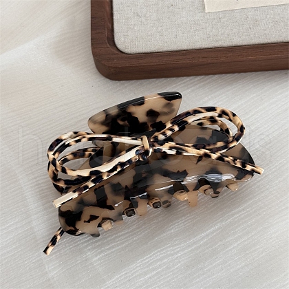 Leopard Bowknot Cellulose Acetate(Resin) Claw Hair Clips PW-WGD5118-02-1