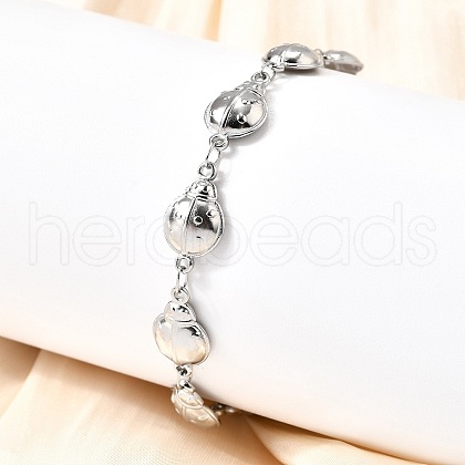 304 Stainless Steel Ladybug Link Bracelets for Women BJEW-K226-15A-P-1