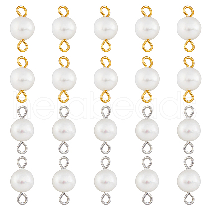 40Pcs 2 Colors Natural Freshwater Pearl Connector Charms PALLOY-AB00067-1