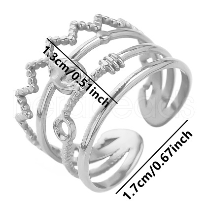 Adjustable Stainless Steel Cuff Open Rings BH0078-1-1