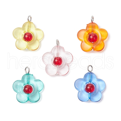 Flower Transparent Acrylic Pendants PALLOY-JF03721-1