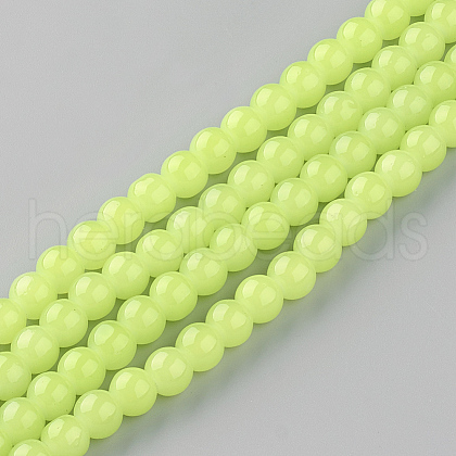 Baking Painted Imitation Jade Glass Round Bead Strands DGLA-Q021-6mm-08-1