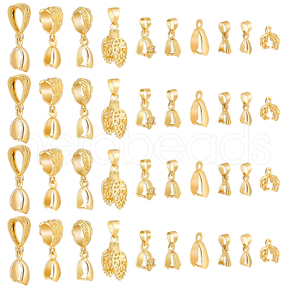   60Pcs 10 Styles Brass Ice Pick Pinch Bails for Pendant Making KK-PH0009-95-1