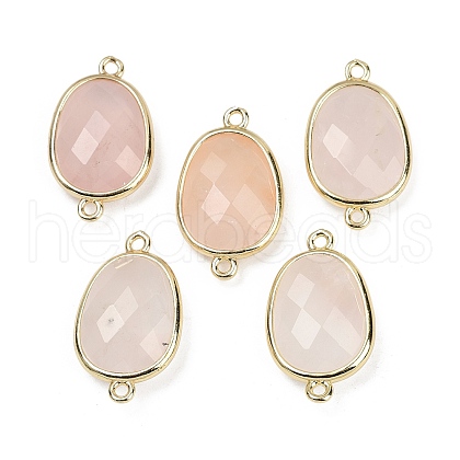 Natural Rose Quartz Faceted Connector Charms G-K347-11G-15-1