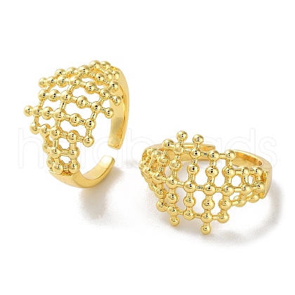 Brass Open Cuff Rings for Women RJEW-E292-02G-1
