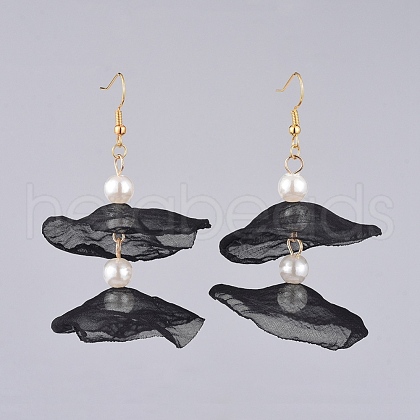 Organza Fabric Dangle Earrings EJEW-JE03842-01-1