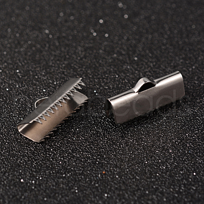Non-Tarnish 304 Stainless Steel Ribbon Crimp Ends X-STAS-M250-11-1