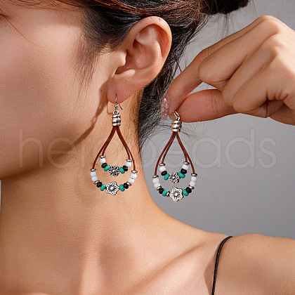Alloy Synthetic Turquoise Dangle Earrings FS-WG12E90-03-1