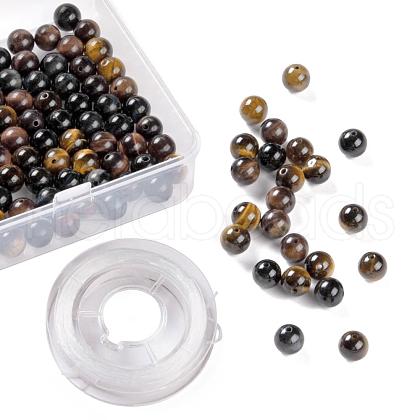100Pcs 8mm Natural Tiger Eye Round Beads DIY-LS0002-38-1