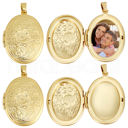 Beebeecraft 6Pcs Brass Locket Pendants KK-BBC0015-50-1
