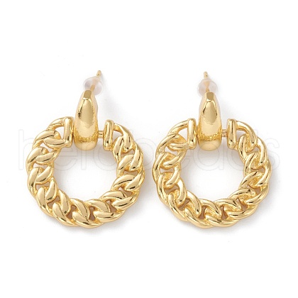 Brass Dangle Stud Earrings EJEW-A056-12G-1