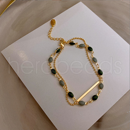 Oval Alloy Enamel Link Multi-strand Bracelets FS-WGF0A33-01-1