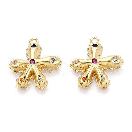 Brass Micro Pave Cubic Zirconia Pendants KK-N265-24G-1