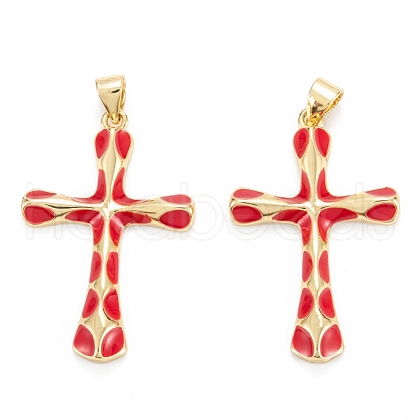 Brass Enamel Pendants KK-M220-06G-D-1