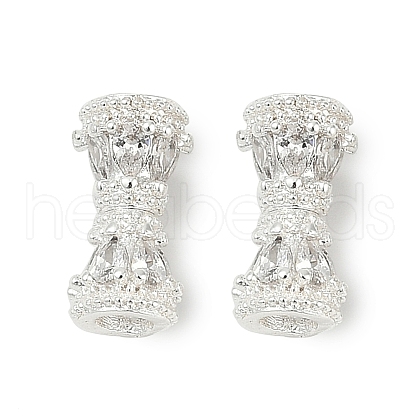 Brass Micro Pave Clear Cubic Zirconia Screw Clasps KK-H202-02B-S-1
