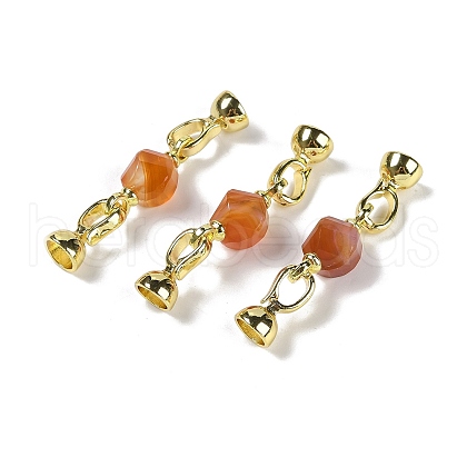 Natural Banded Agate with Brass Fold Over Clasps G-G141-02G-03-1