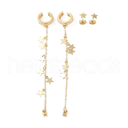 Rack Plating Brass Cuff Earrings for Women EJEW-G394-07C-G-1