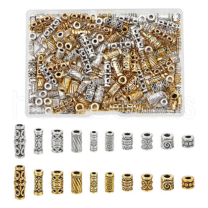 HOBBIESAY 200Pcs 20 Styles Tibetan Style Alloy Tube & Column Beads FIND-HY0003-53-1