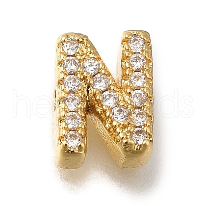 Rack Plating Brass Micro Pave Clear Cubic Zirconia Beads KK-G500-30G-N-1