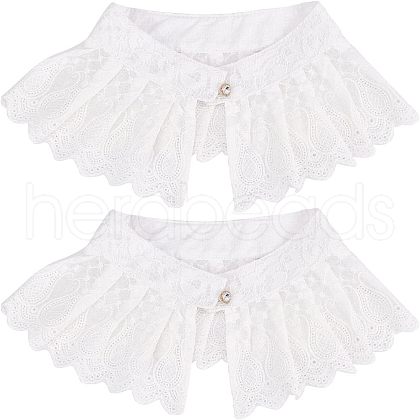 Detachable Computerized Embroidered Cotton Lace Collar DIY-WH0283-16-1