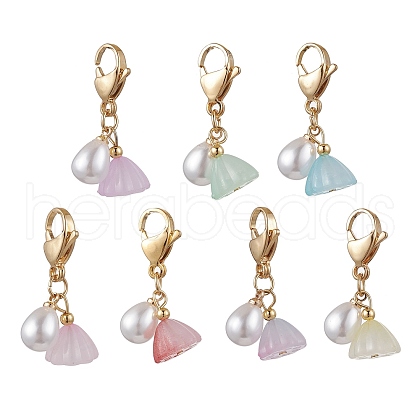 Acrylic Lotus Pod Pendant Decorations HJEW-JM02739-1
