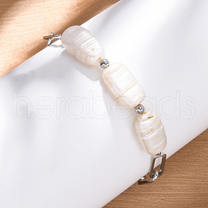 304 Stainless Steel Paperclip Chain Bracelets for Women BJEW-A036-02P-1